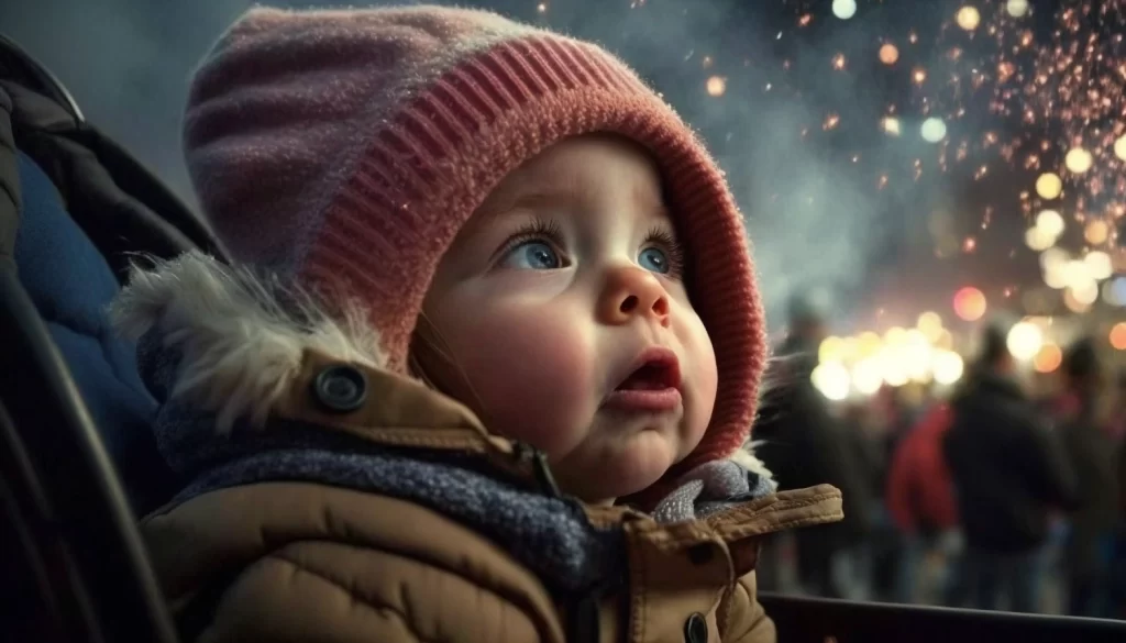 child at christmas on the river in parkville